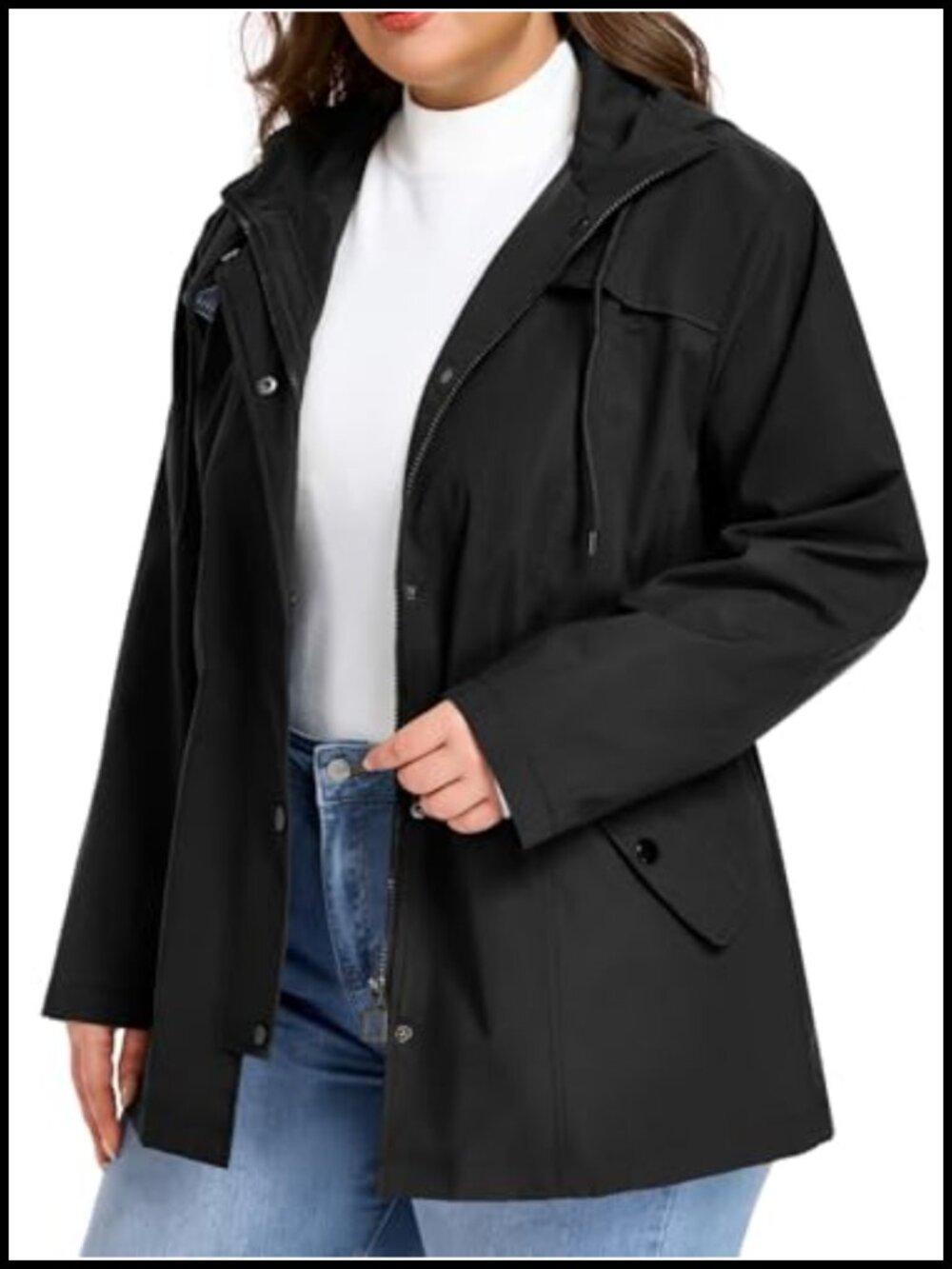 SaphiRose Women's Plus Size Waterproof Rain Jacket with Hood